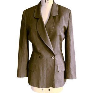 Vintage KL by Carl Lagerfeld 80s linen and wool blazer jacket, olive,, rare